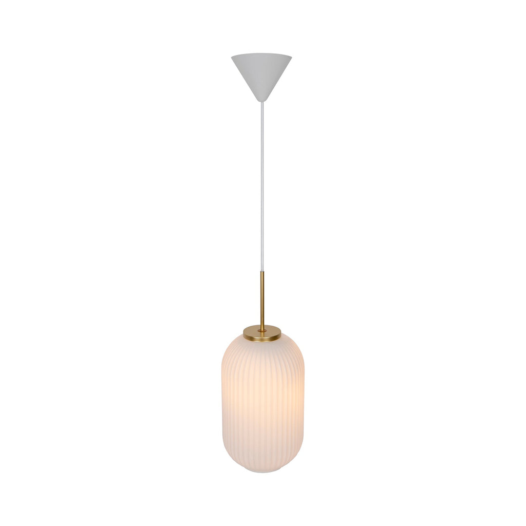 Milford 20 Pendant Light, Opal/Brass