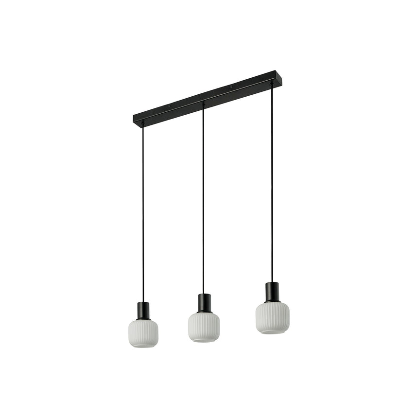 Milford Mini 3 Light Island Pendant, Opal/Black