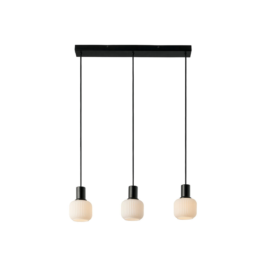 Milford Mini 3 Light Island Pendant, Opal/Black