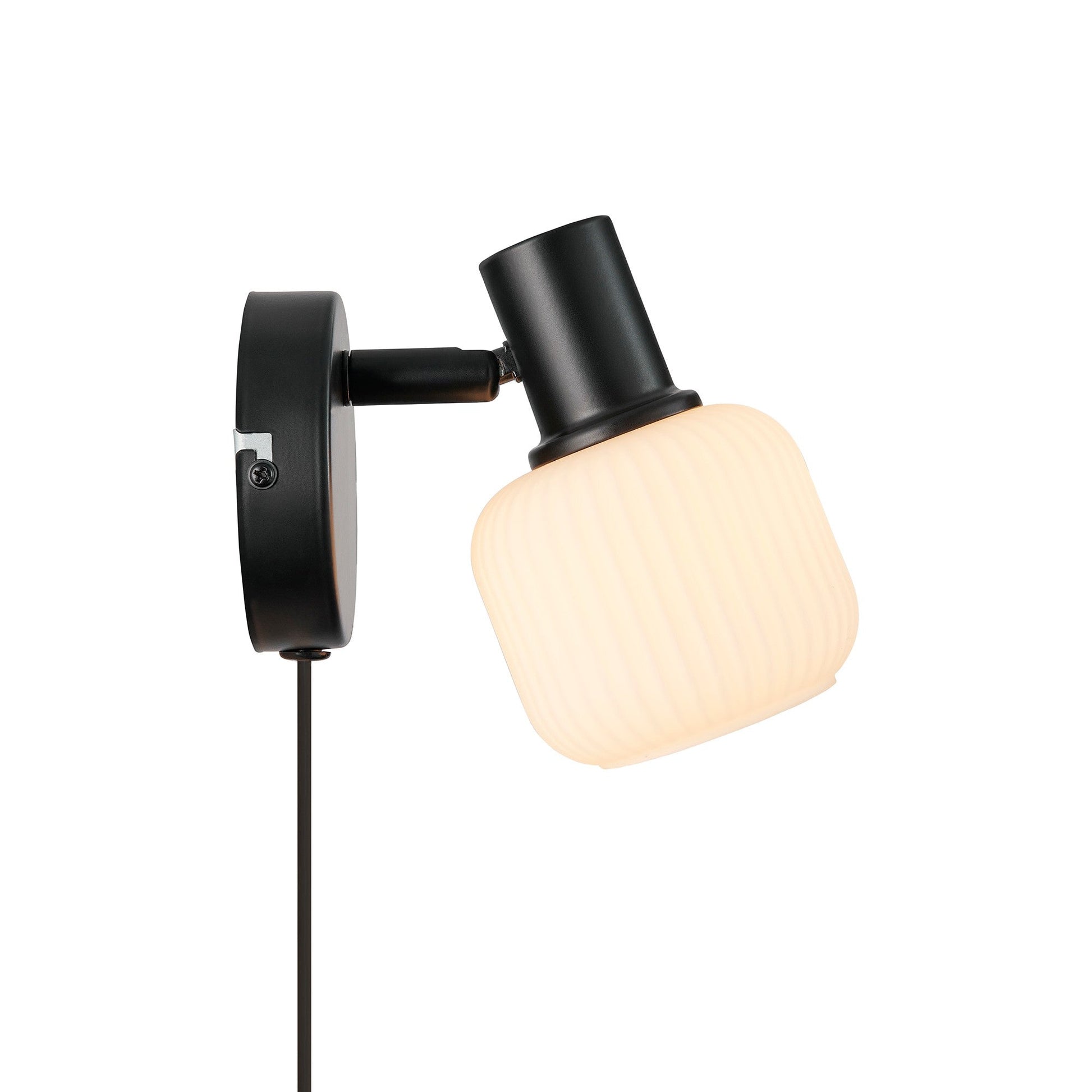 Milford Mini Wall Light, Opal/Black