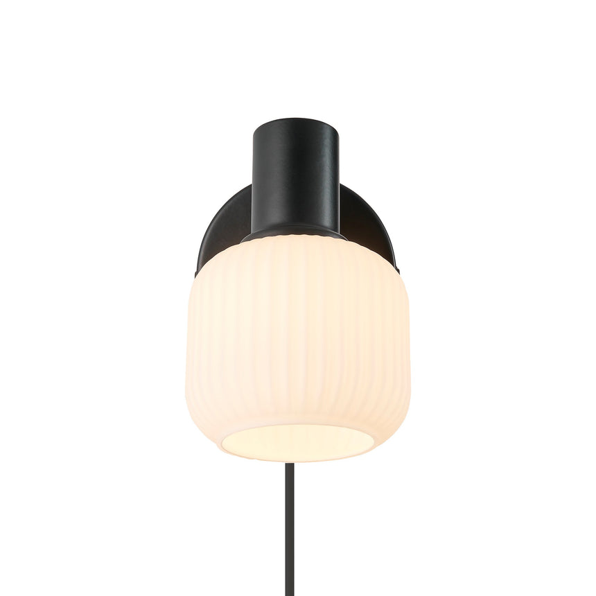 Milford Mini Wall Light, Opal/Black