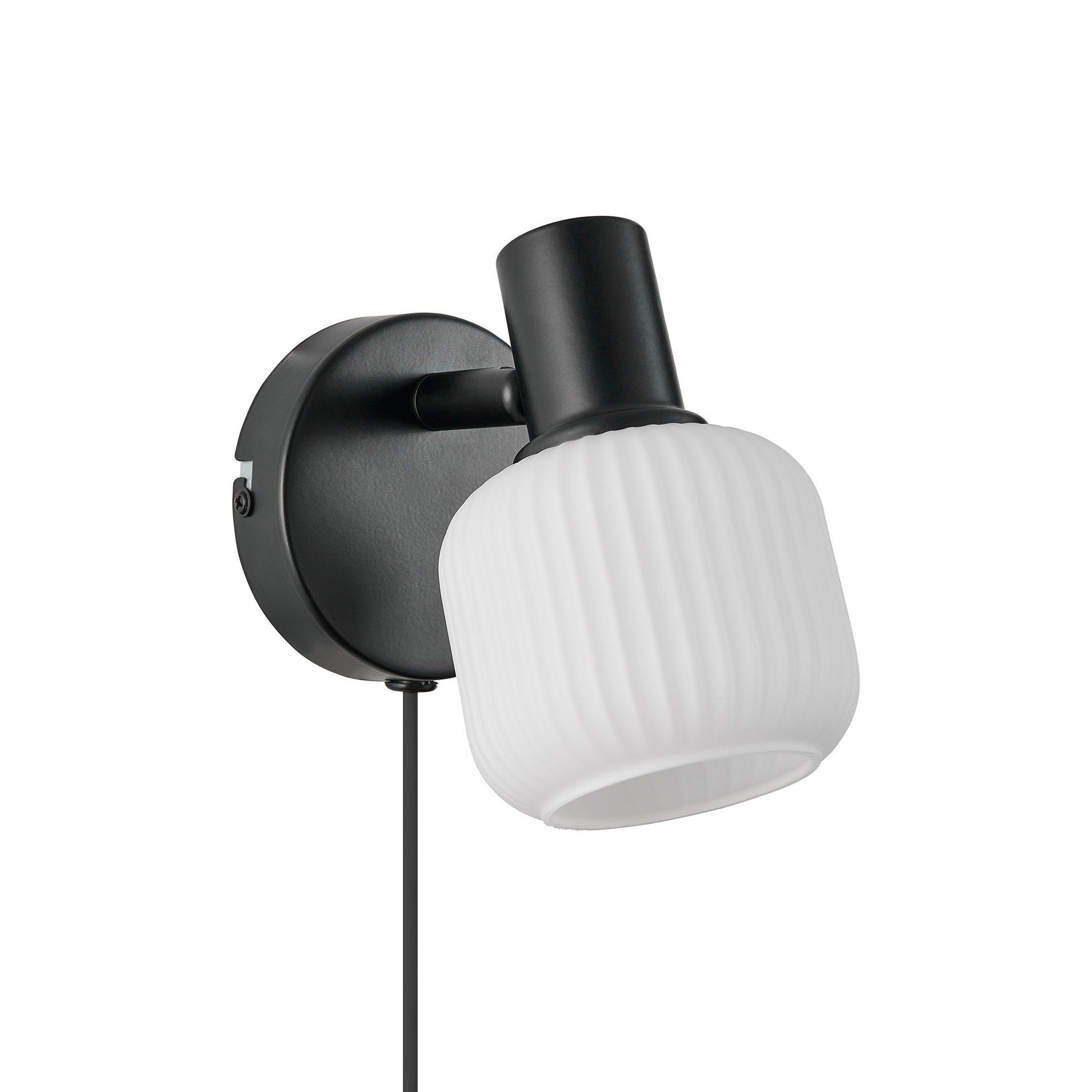 Milford Mini Wall Light, Opal/Black