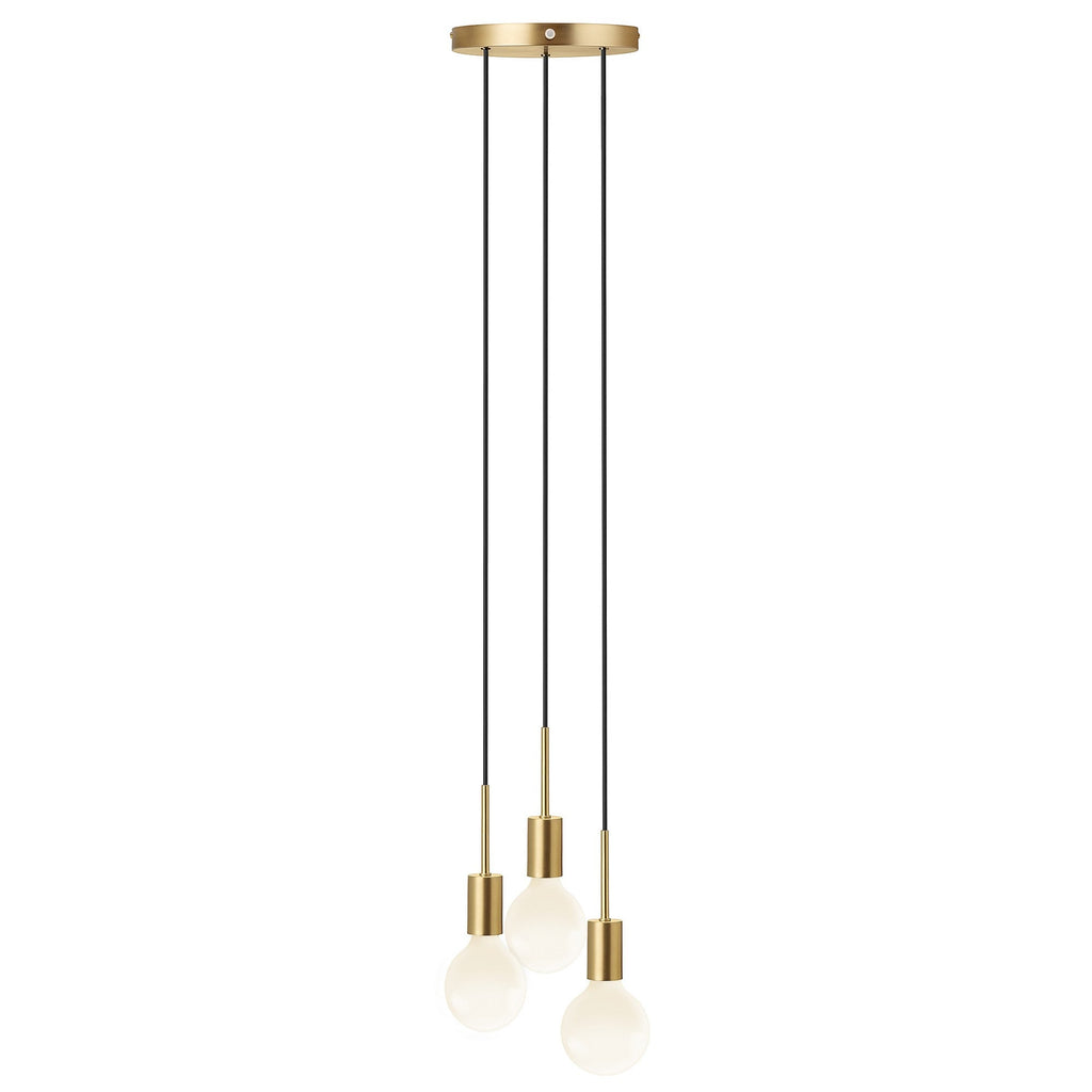 Paco 3 Light Pendant Light, Brass
