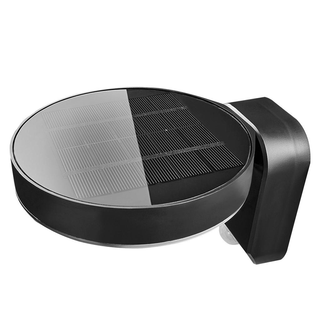 Rica Round LED Outdoor Solar Wall Light, Black