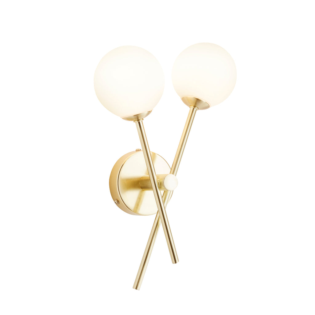 SPA Ando 2-Light Bathroom Wall Light, Satin Brass