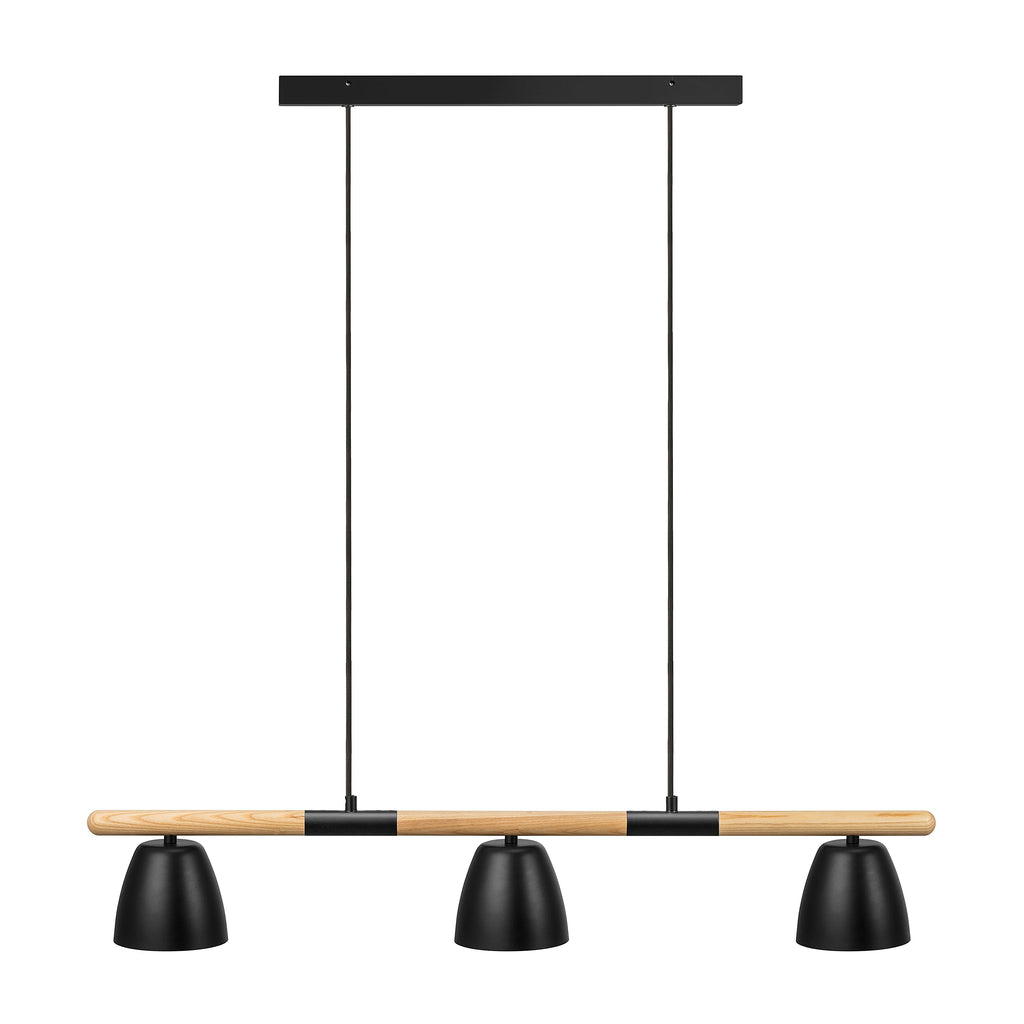 Theo 3 Light Island Pendant Light, Black/Brown