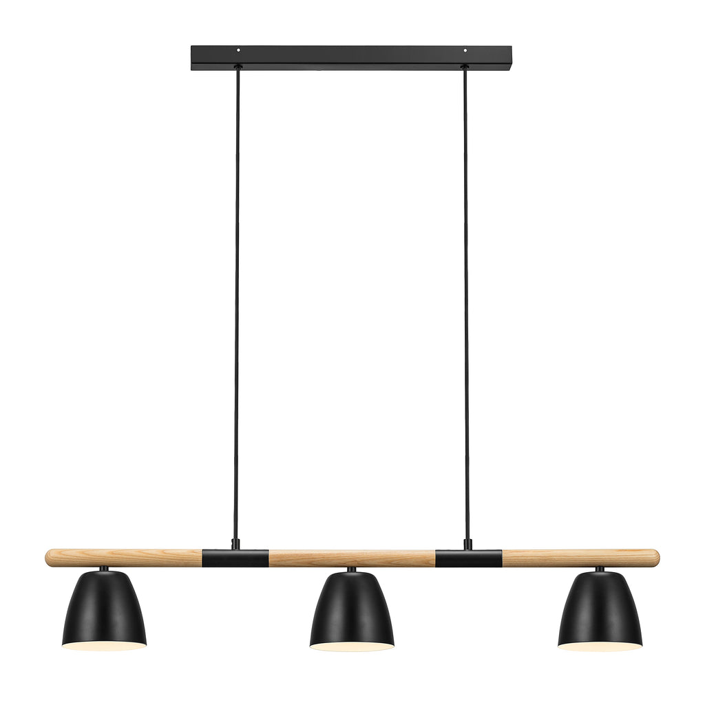 Theo 3 Light Island Pendant Light, Black/Brown