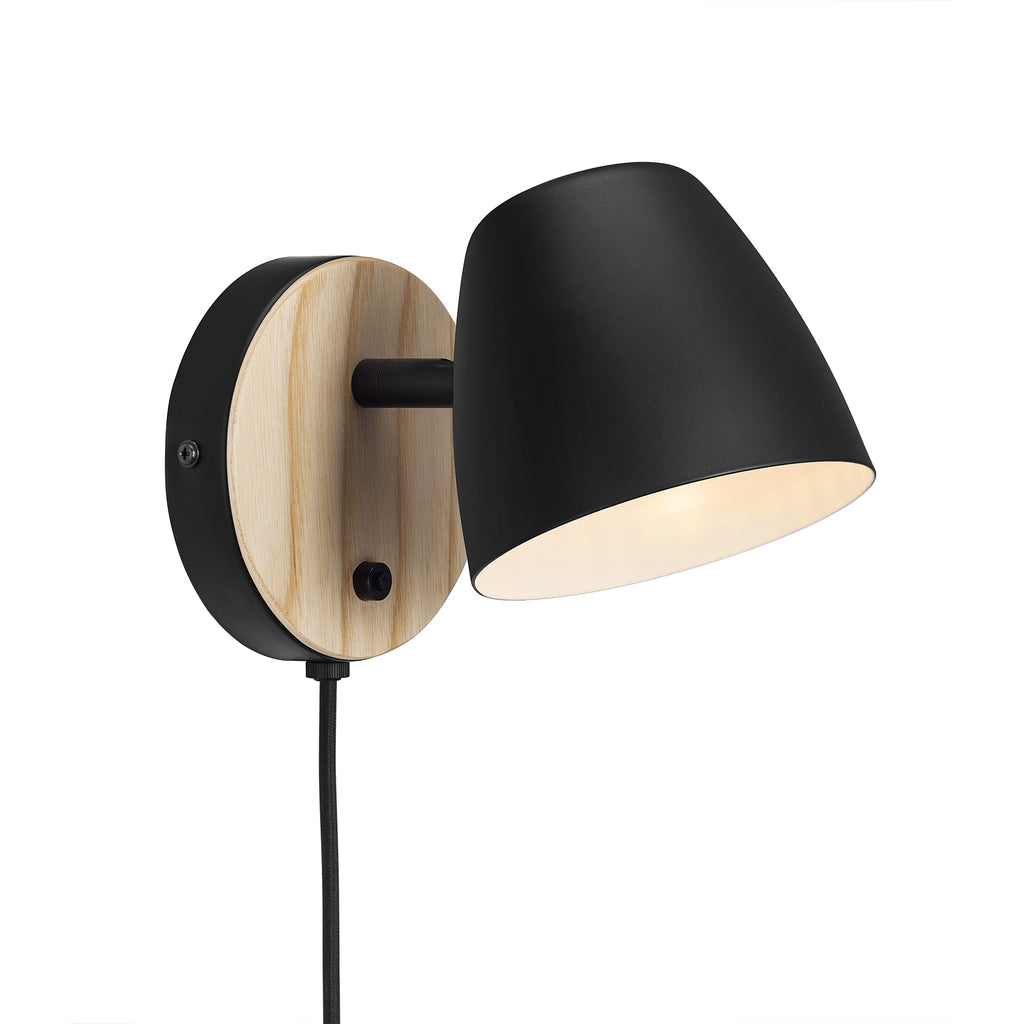 Theo Wall Light, Black/Brown