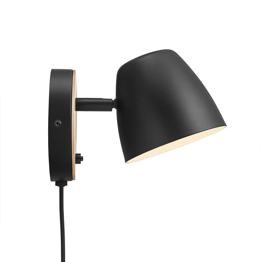 Theo Wall Light, Wood/Black