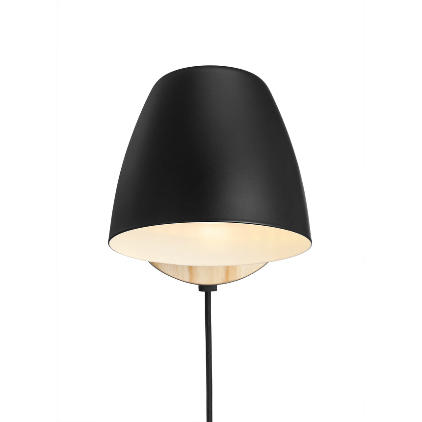 Theo Wall Light, Wood/Black