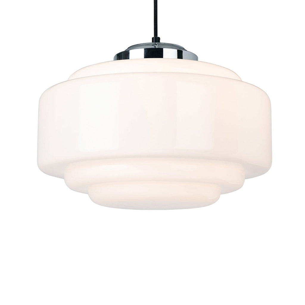 Art Deco 24cm Opaline Glass Pendant Light
