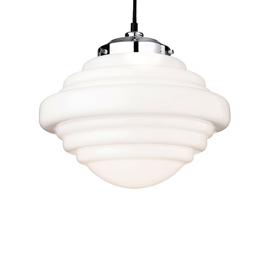 Art Deco 29cm Opaline Glass Pendant Light