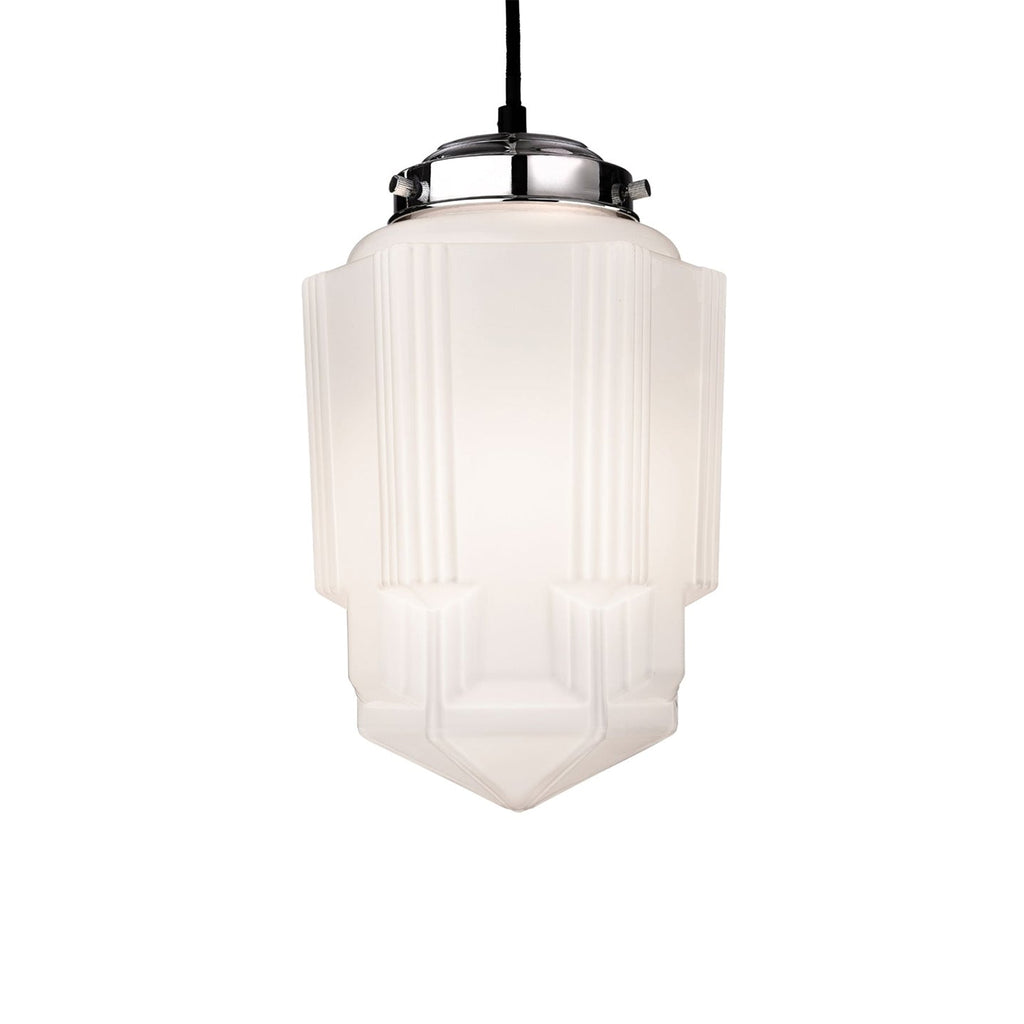 Art Deco 30cm Opaline Pendant Light