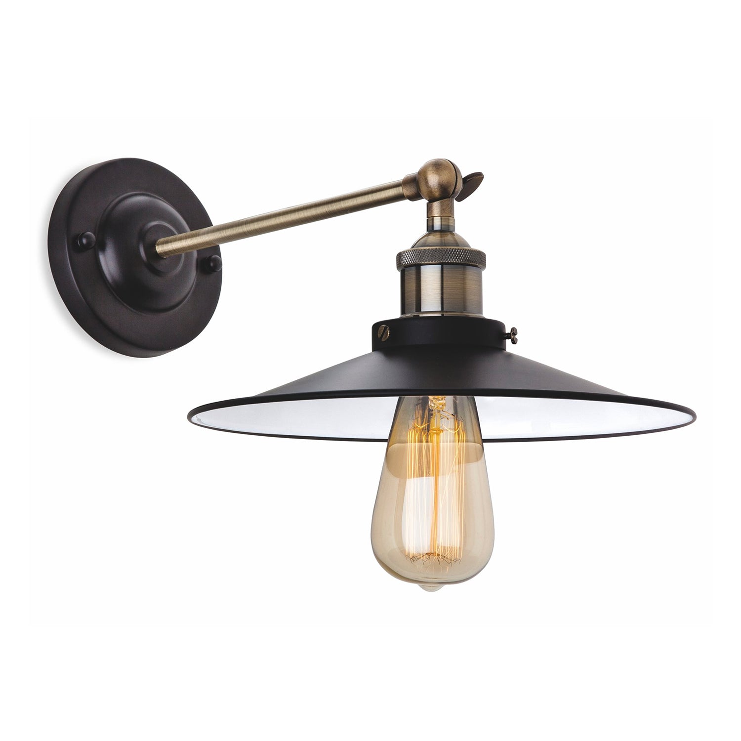 Harper Swing Arm Sconce, Black/Brass