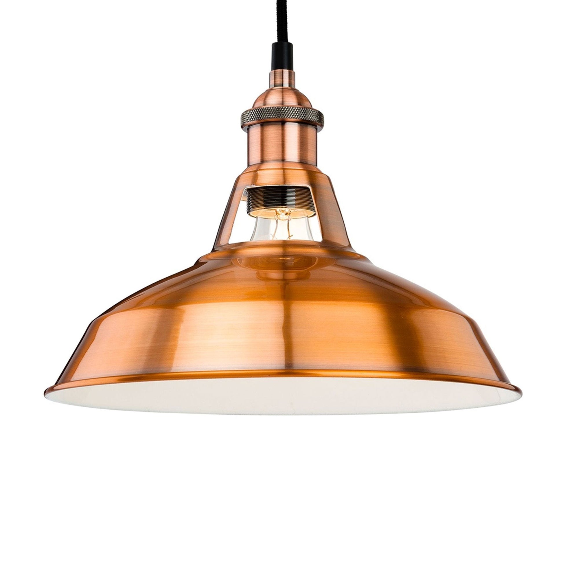 Bedford Industrial Metal Pendant Light, Brushed Copper