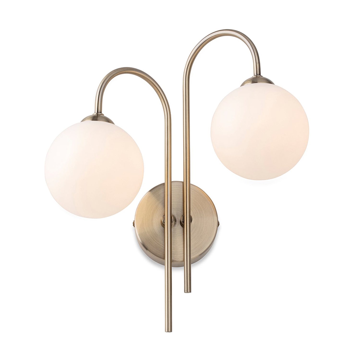 Bodel Twin Globe Wall Light, Antique Bras