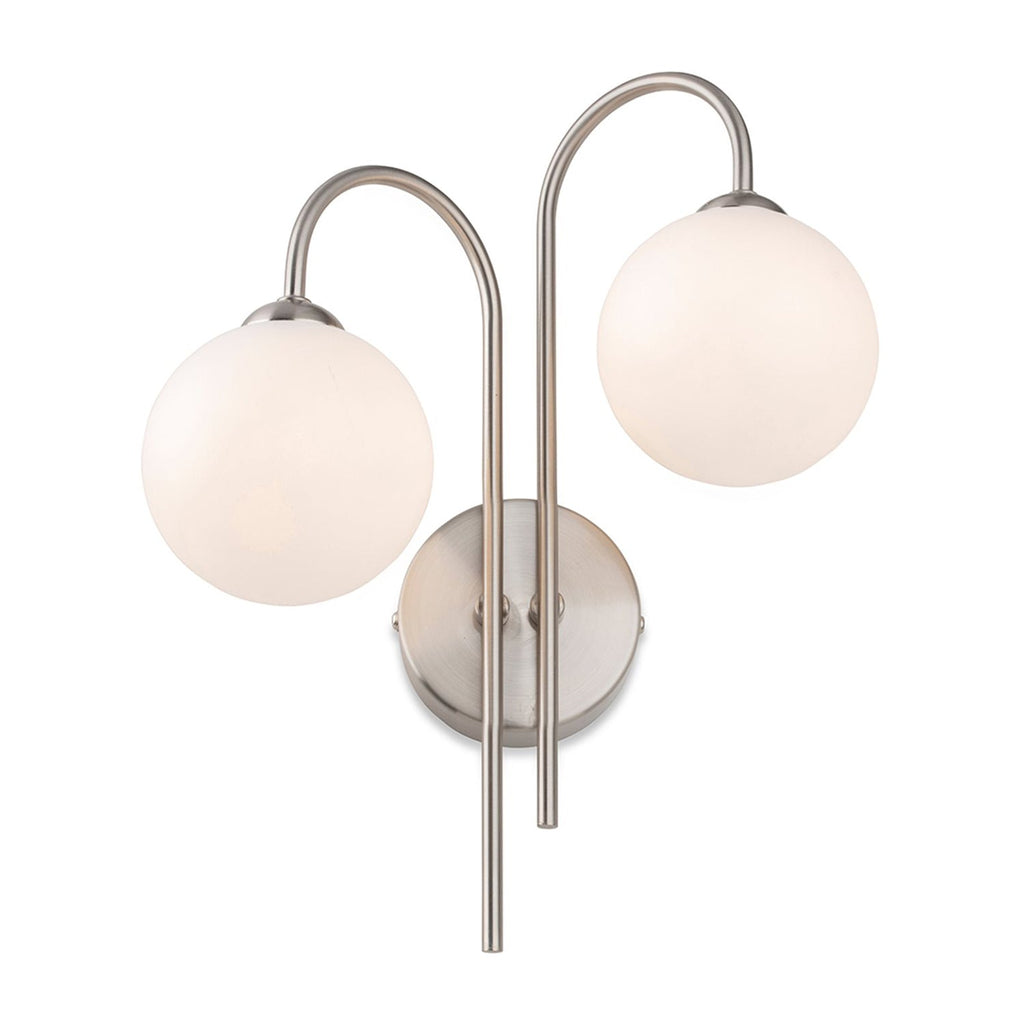 Bodel Twin Globe Wall Light, Brushed Steel