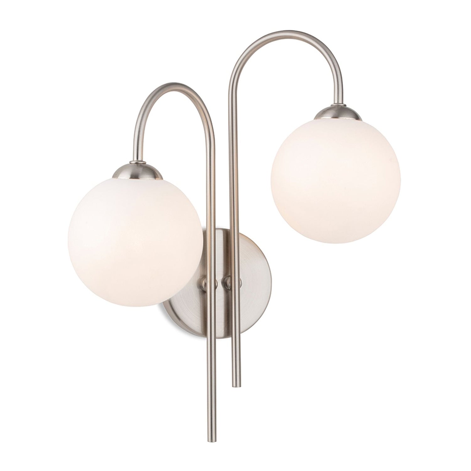 Bodel Twin Globe Wall Light, Brushed Steel