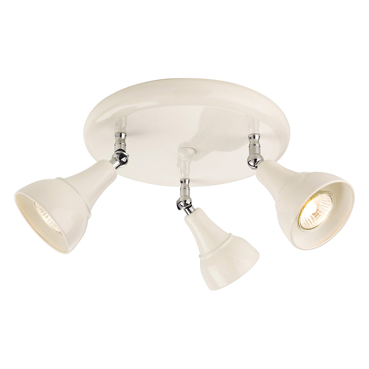 Isla 3 Light Round Ceiling Spotlights, Cream