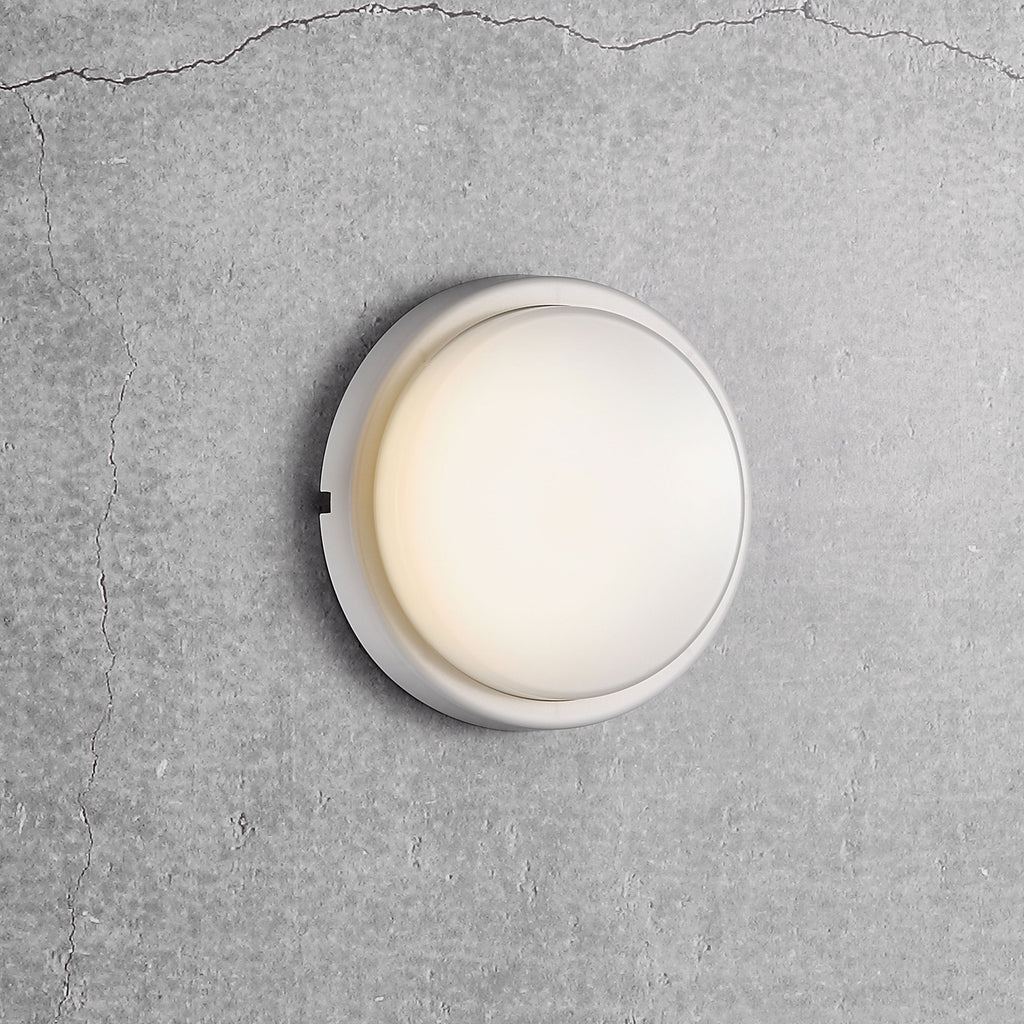 Cuba Round Outdoor Wall Light, White