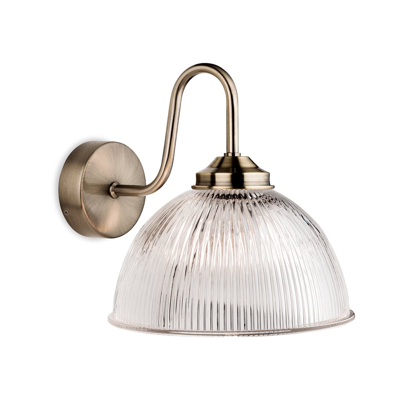 Ekland Ribbed Glass Wall Sconce, Antique Brass