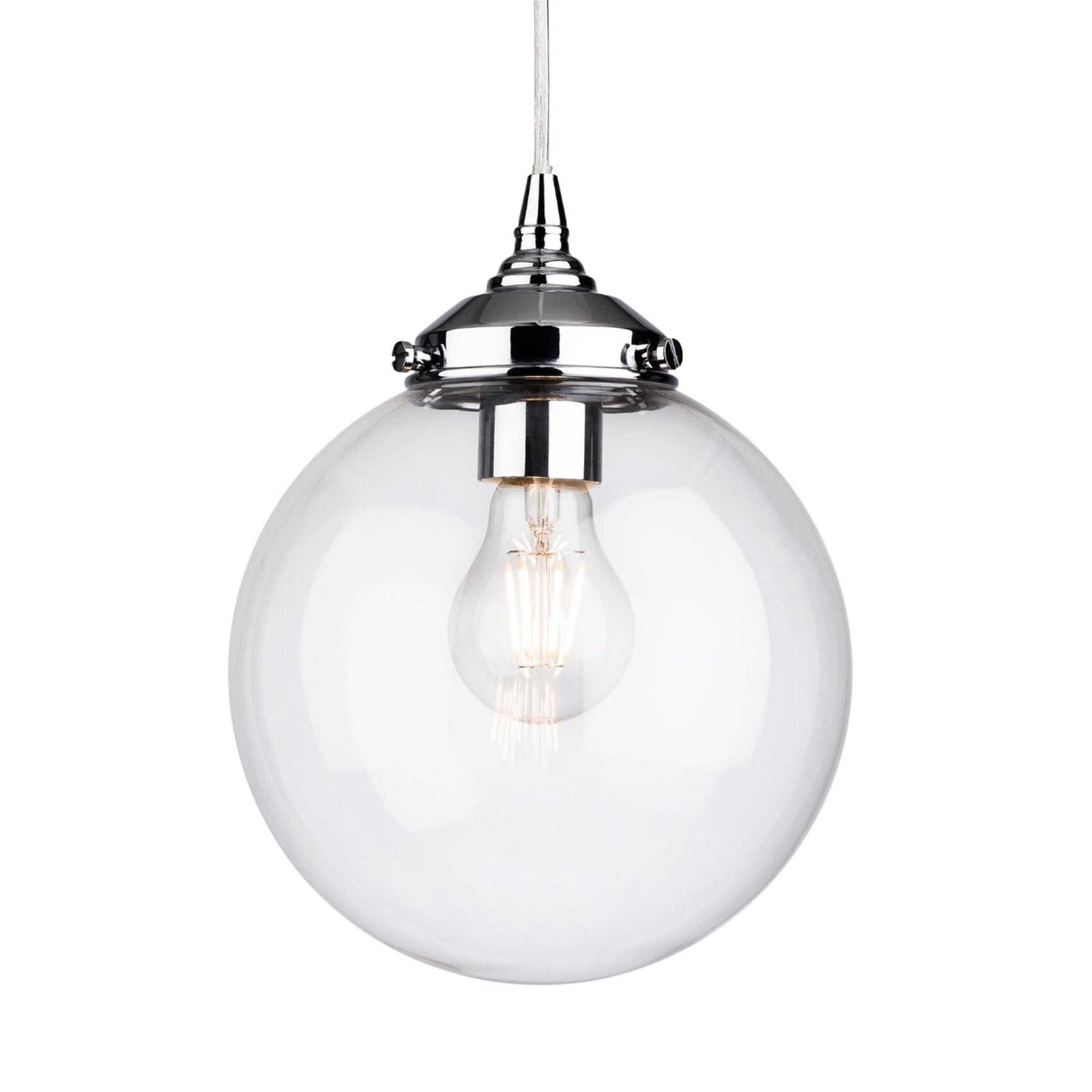 Esme Glass Globe Pendant Light, Clear/Chrome
