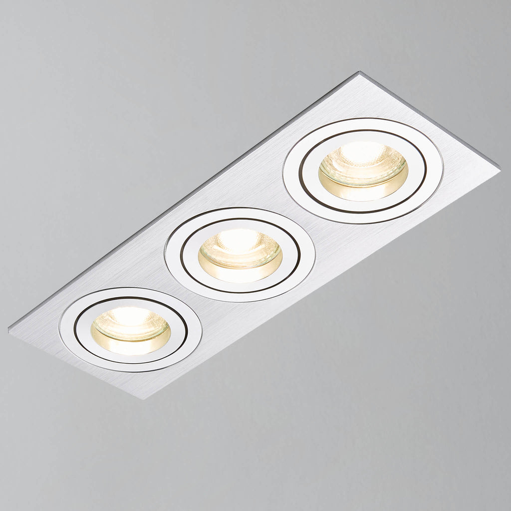 Ezra Adjustable Triple Rectangle Downlight, Silver