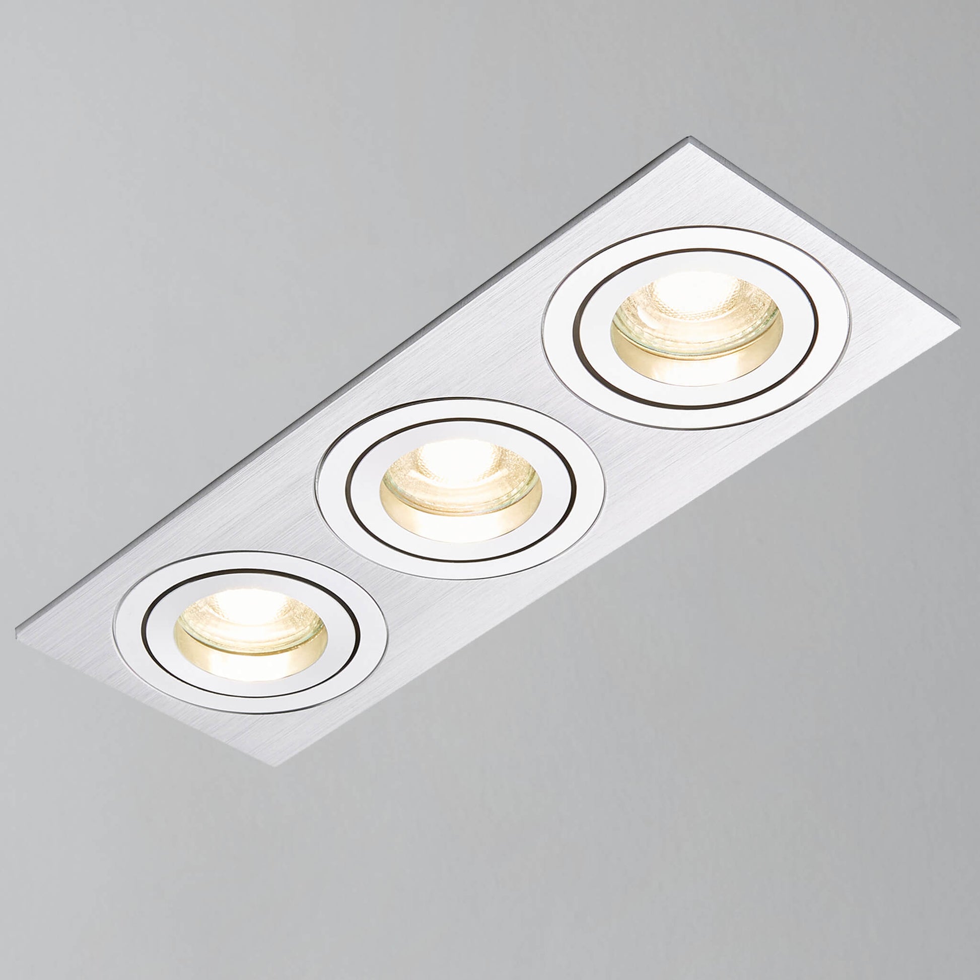 Ezra Adjustable Triple Rectangle Downlight, Silver