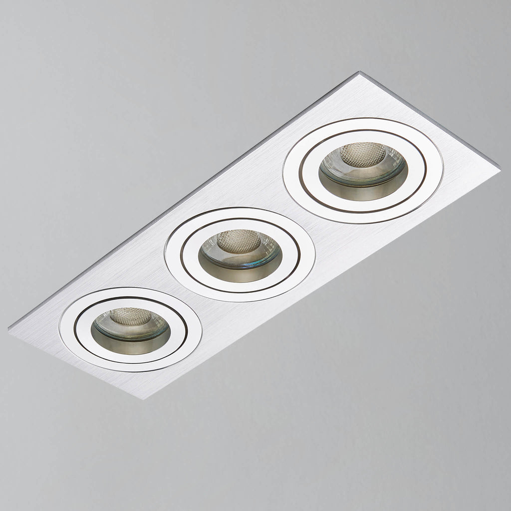 Ezra Adjustable Triple Rectangle Downlight, Silver