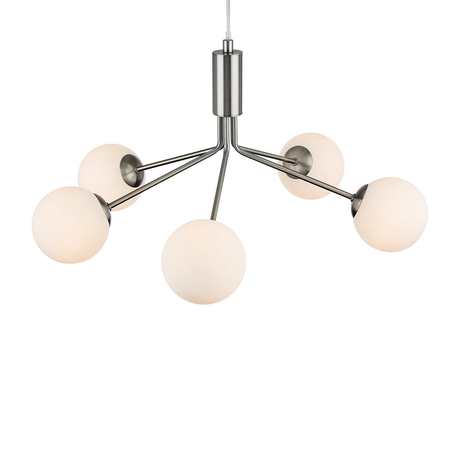 Heron 5 Pendant Light, Brushed Steel