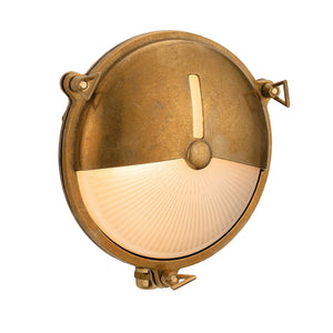 Jude Round Solid Brass Nautic Bulkhead with Frosted Glass