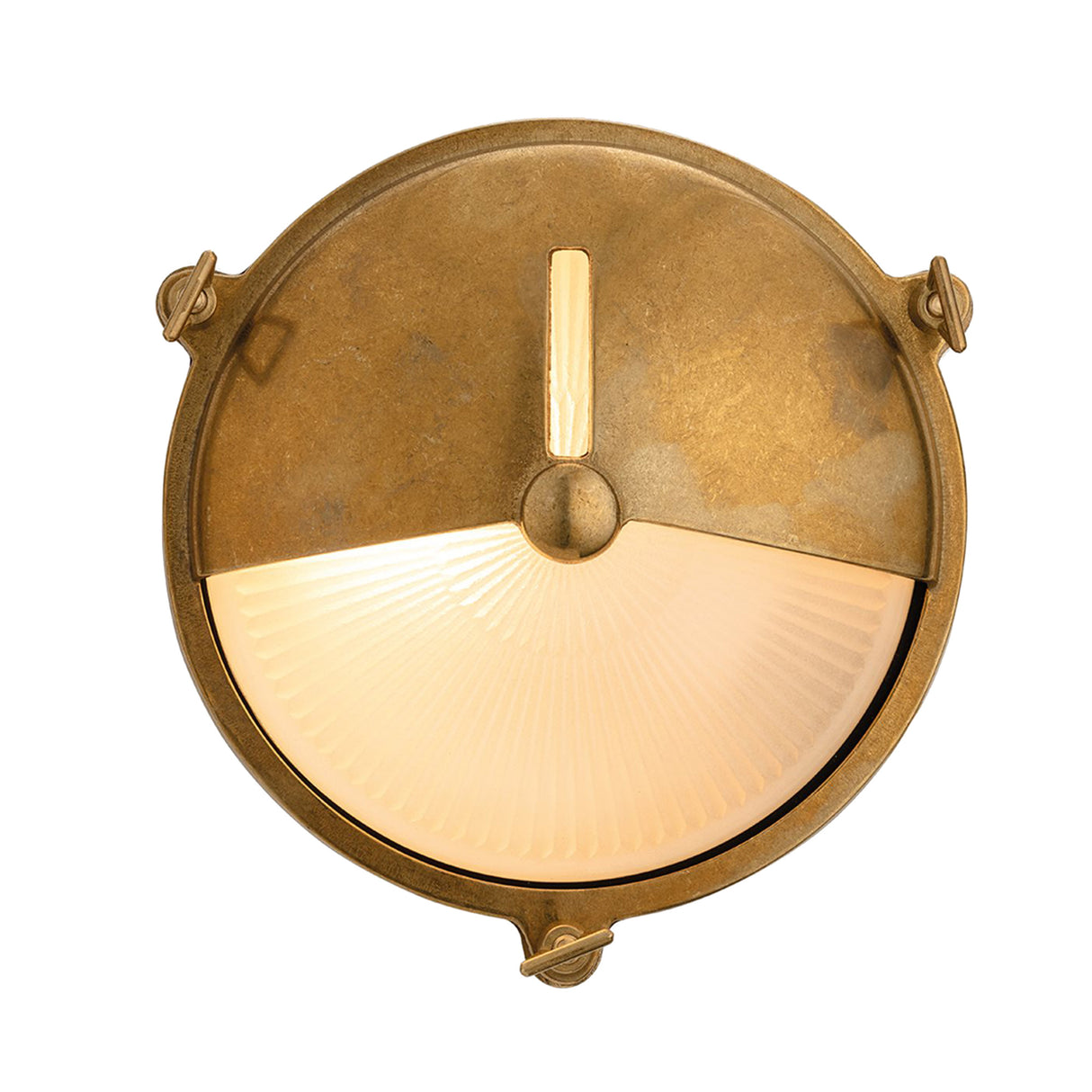 Jude Round Solid Brass Nautic Bulkhead with Frosted Glass