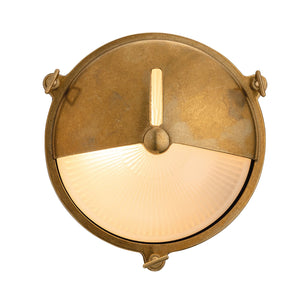 Jude Round Solid Brass Nautic Bulkhead with Frosted Glass