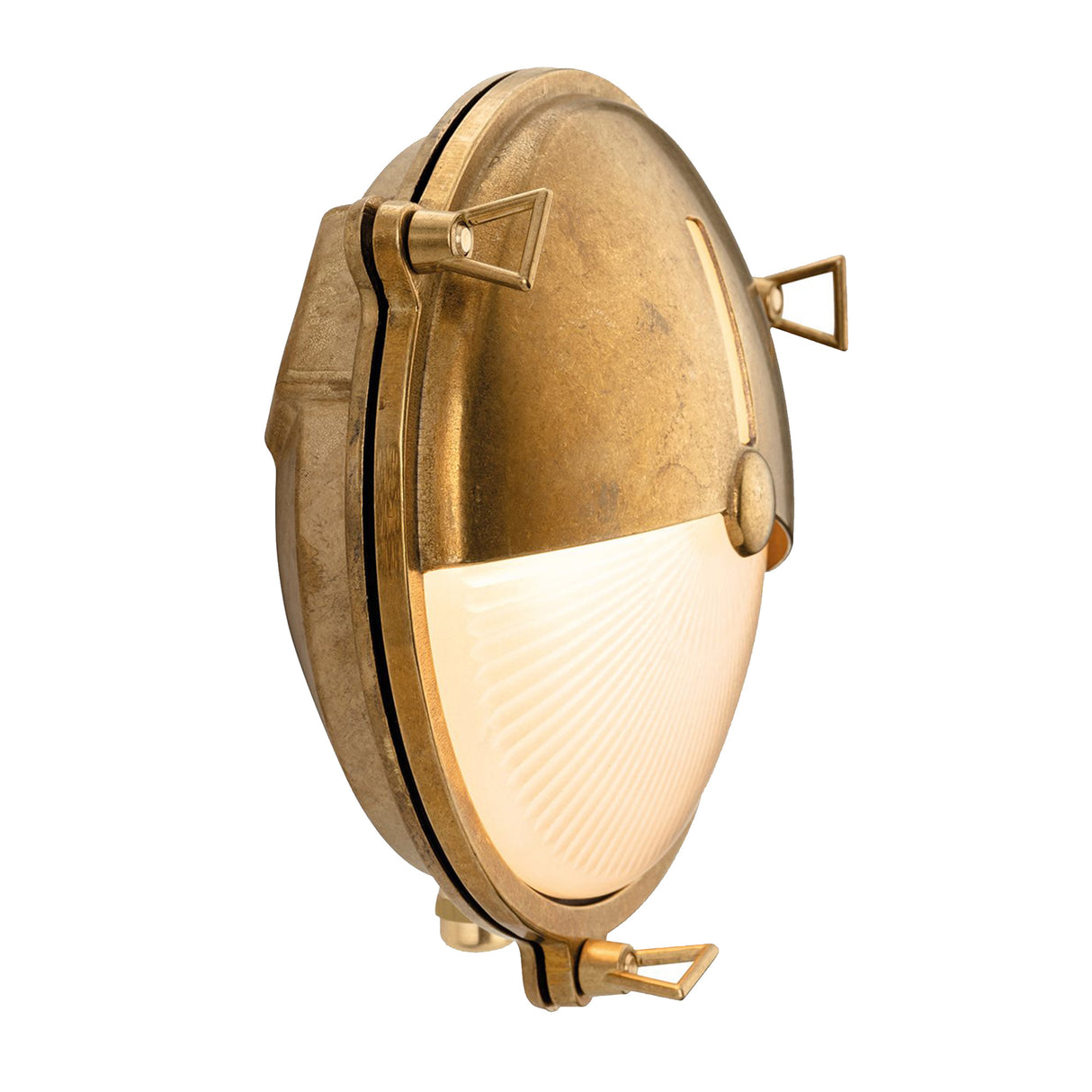 Jude Round Solid Brass Nautic Bulkhead with Frosted Glass