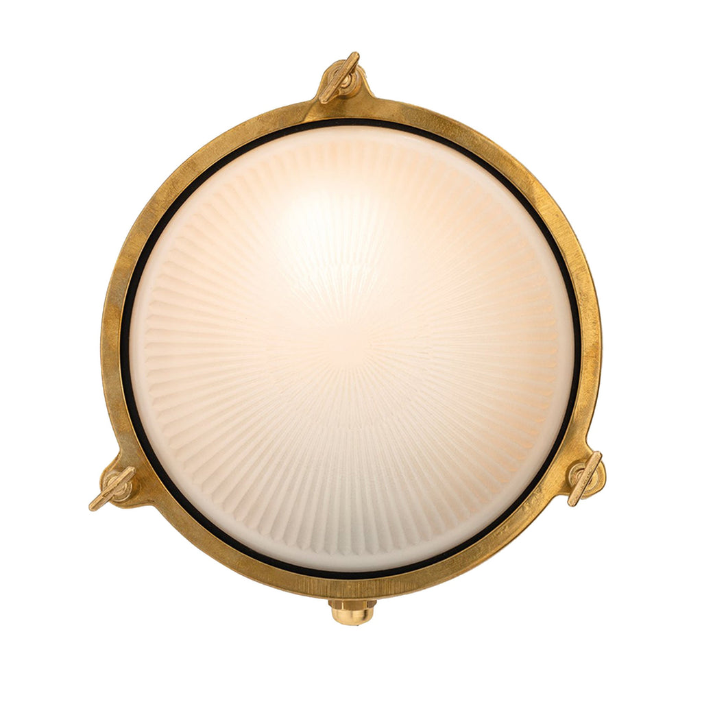Portside Outdoor Bulkhead Light, Solid Brass/Frosted Glass