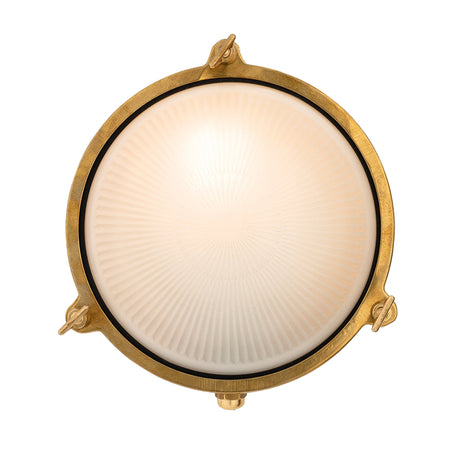 Jude Round Solid Brass Nautic Bulkhead with Frosted Glass