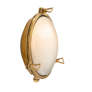 Jude Round Solid Brass Nautic Bulkhead with Frosted Glass