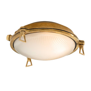 Jude Round Solid Brass Nautic Bulkhead with Frosted Glass