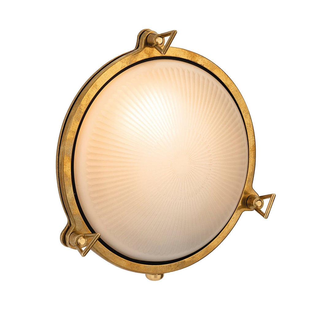Portside Outdoor Bulkhead Light, Solid Brass/Frosted Glass
