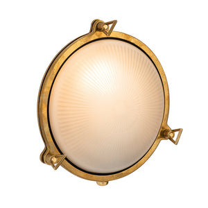 Jude Round Solid Brass Nautic Bulkhead with Frosted Glass