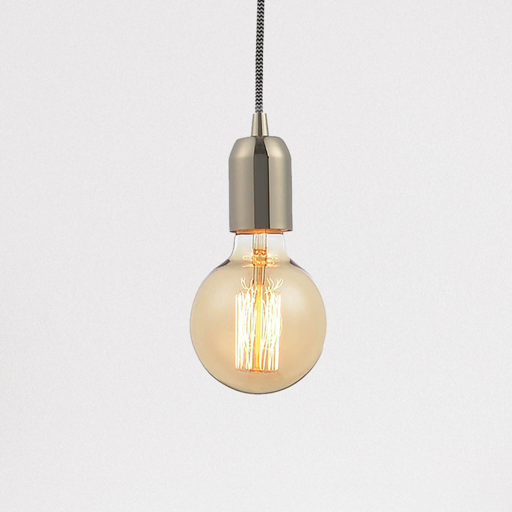 Lampsy Lumit Edison Pendant Light - Polished Nickel - Herringbone-Lampsy