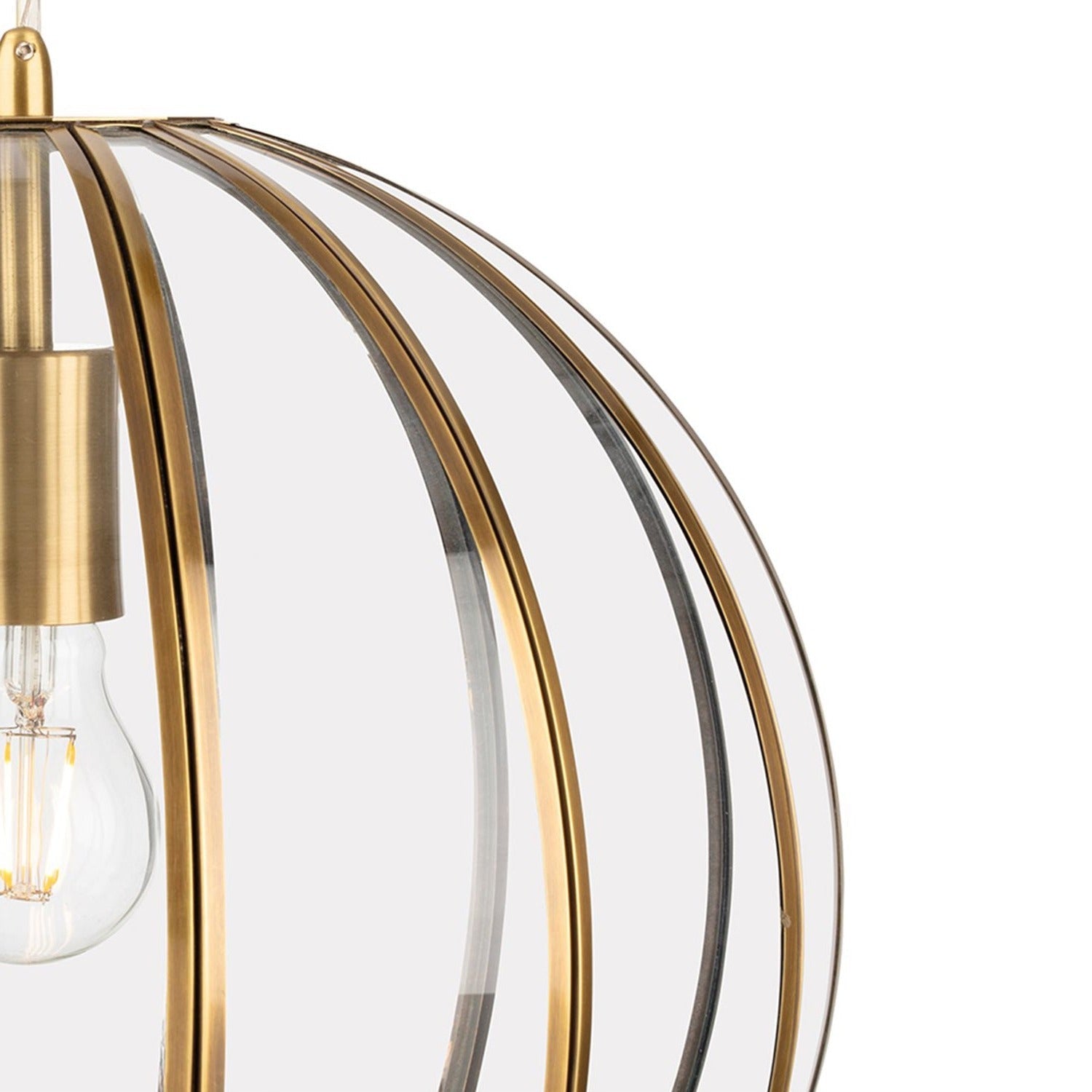 Muse Globe Pendant Light, Clear/Antique Brass