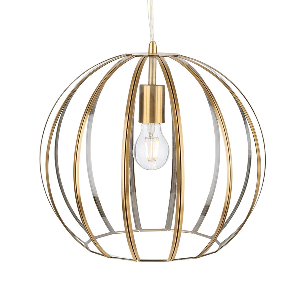 Muse Globe Pendant Light, Clear/Antique Brass