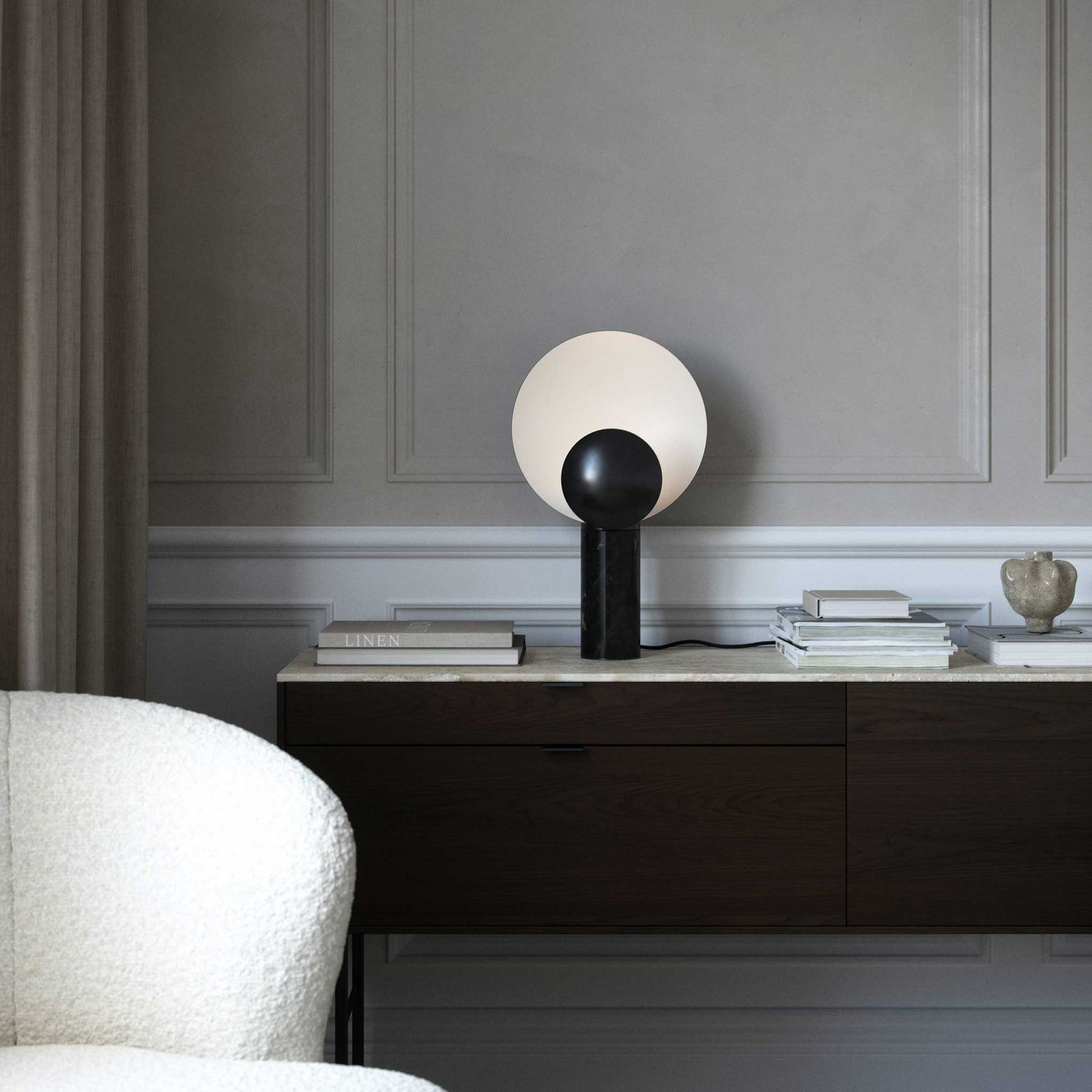 Cache Marble Table Lamp, Black