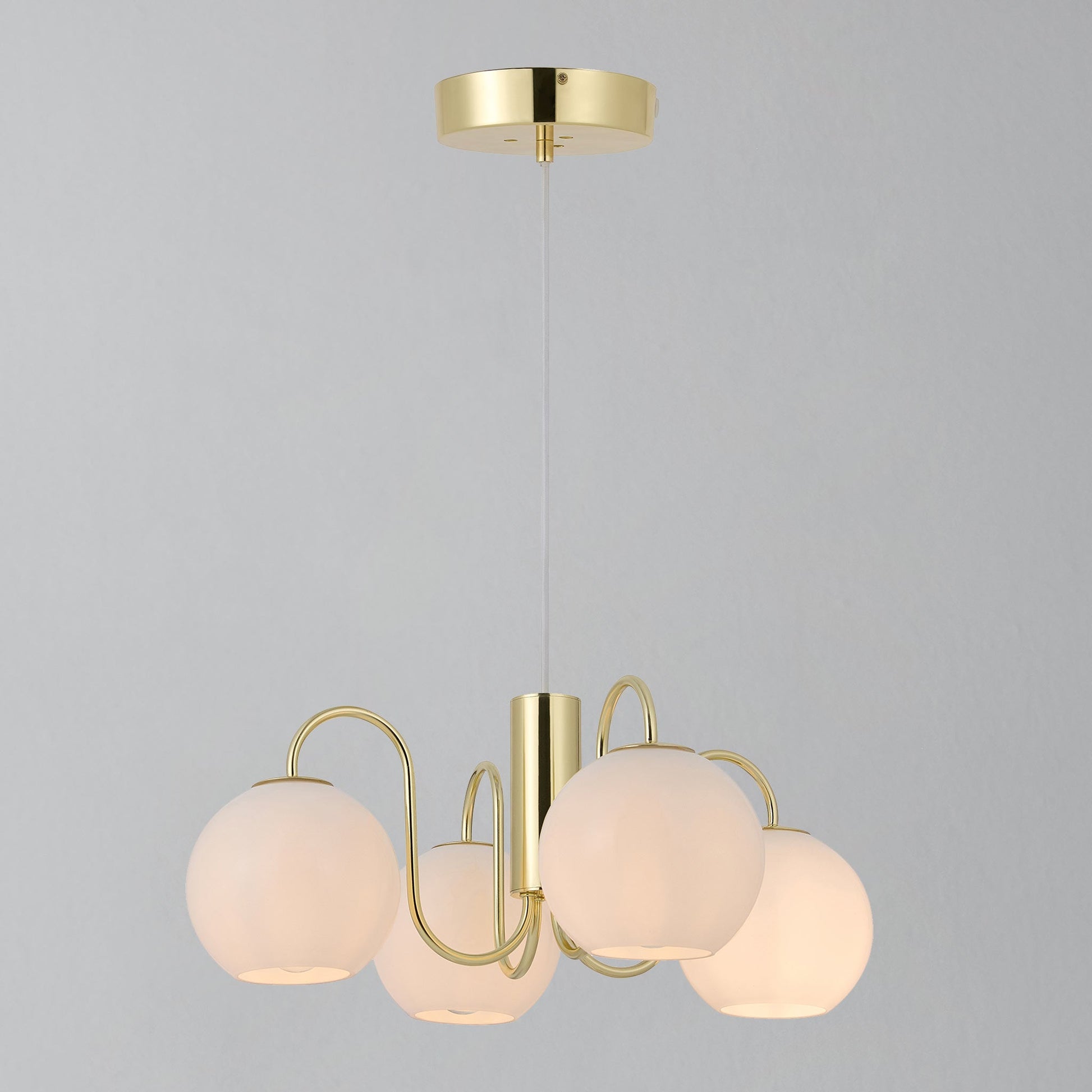 Franca 4 Light Pendant Chandelier, Brass/Opal