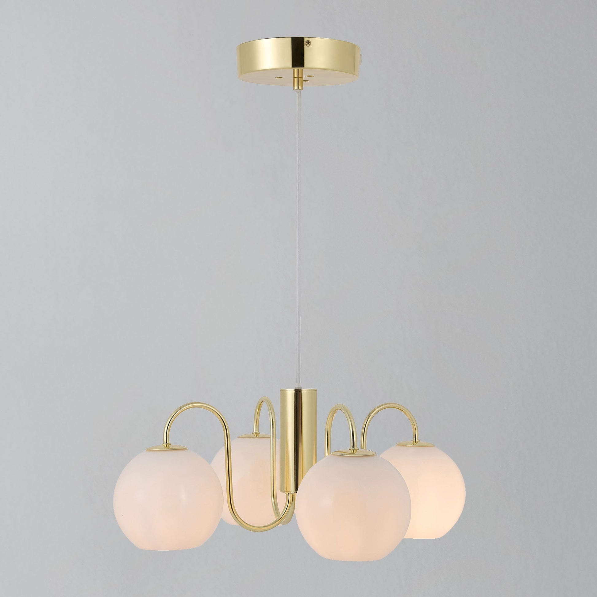 Franca 4 Light Pendant Chandelier, Brass/Opal