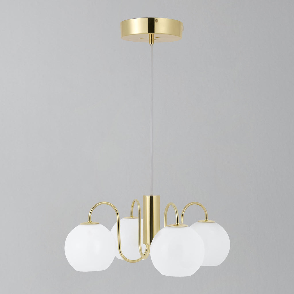 Franca 4 Light Pendant Chandelier, Brass/Opal