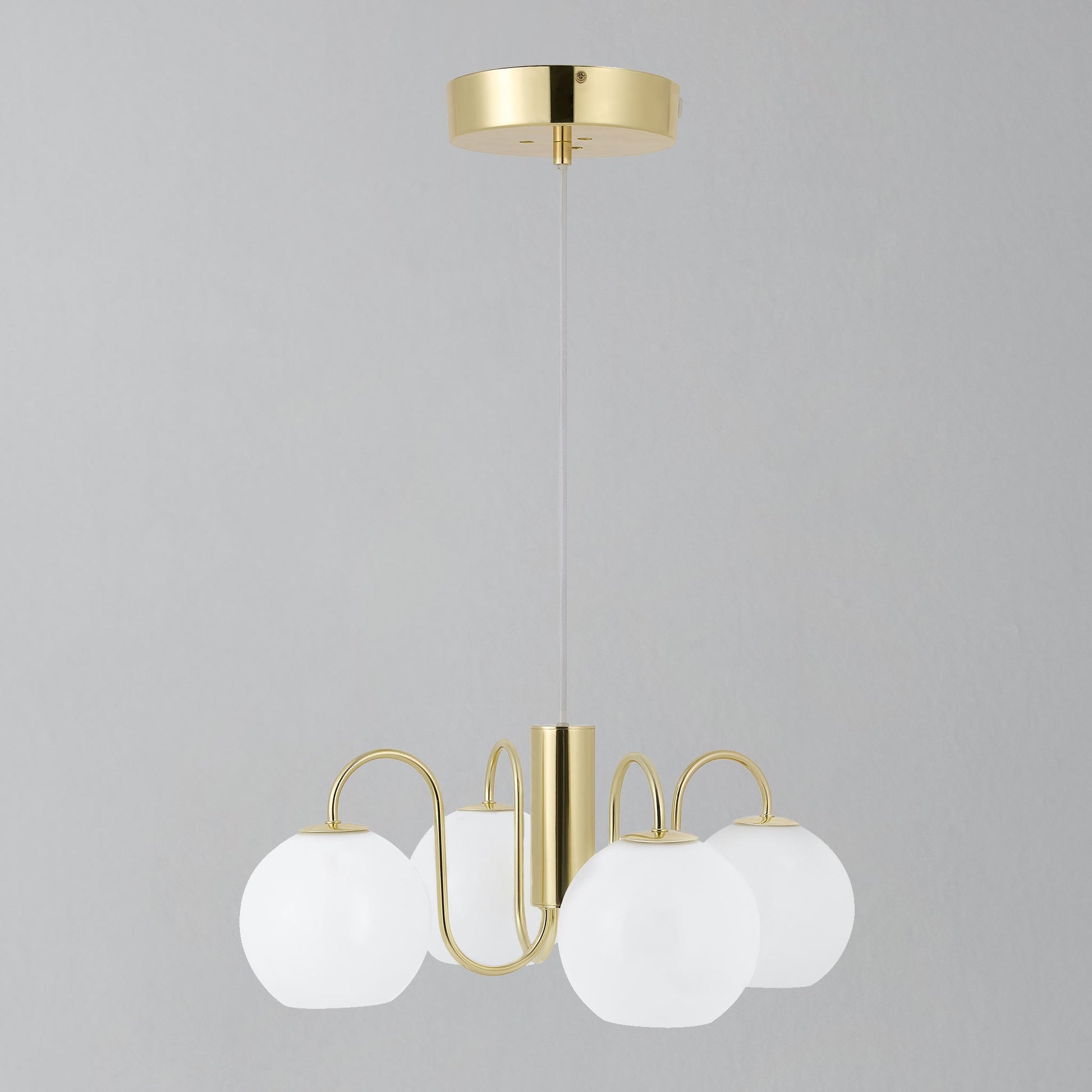 Franca 4 Light Pendant Chandelier, Brass/Opal