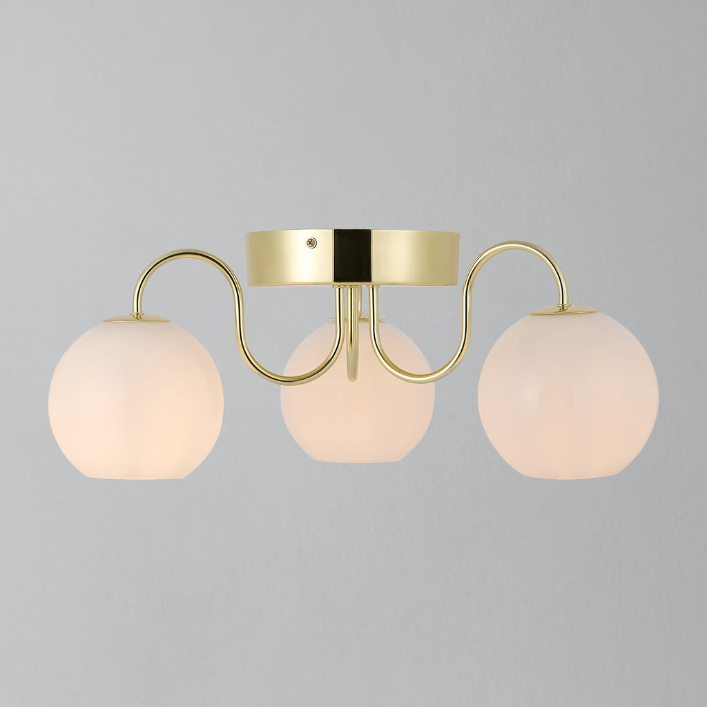 Franca Semi-flush Ceiling Light, Brass/Opal
