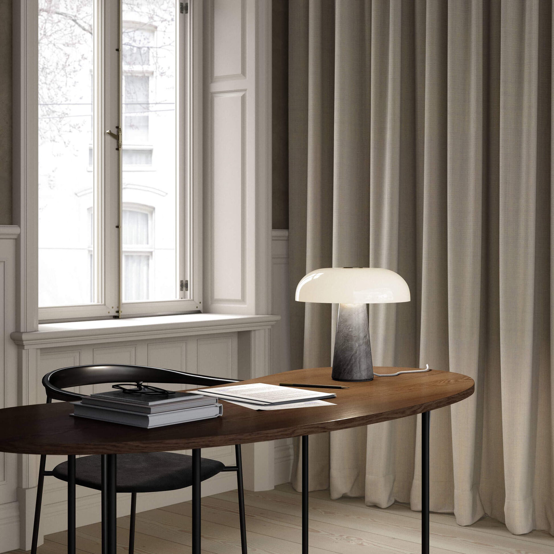 Glossy Table Lamp, Grey